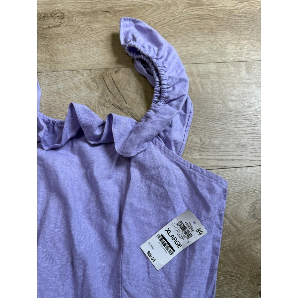NWT Womens ON 34TH purple linen blend sleeveless jumpsuit ruffle summer size XL - Picture 12 of 16